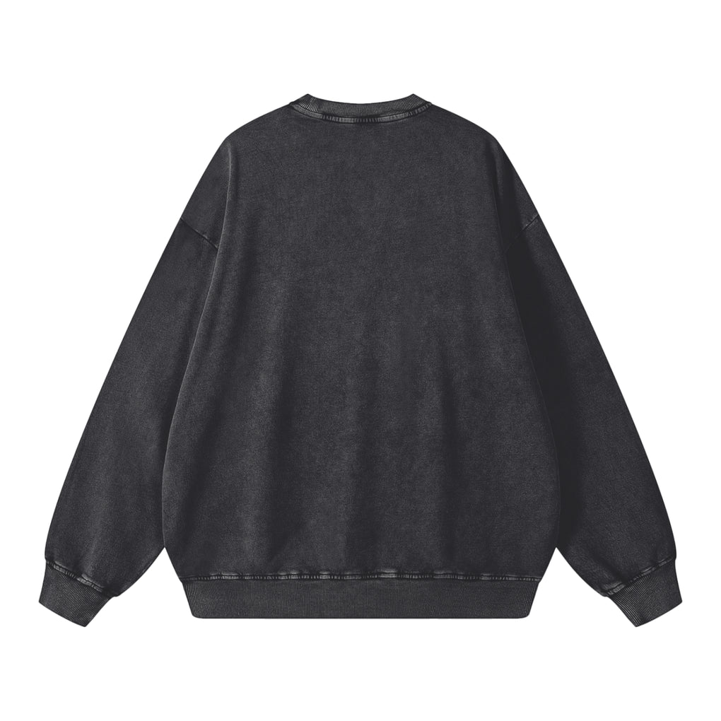 Maku -Cowdy Acid Wash Crew  - black