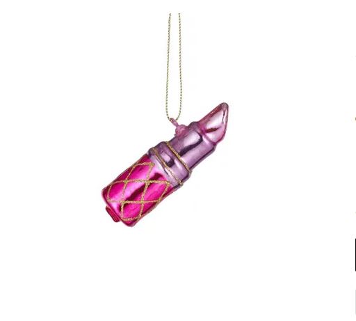 XX12756 -  Lipstick Bauble Glass 2.5x9cm Pink