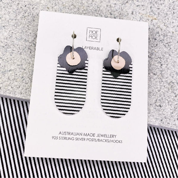 Moe Moe - Fusion Layered Floral Tab Hoop Earring