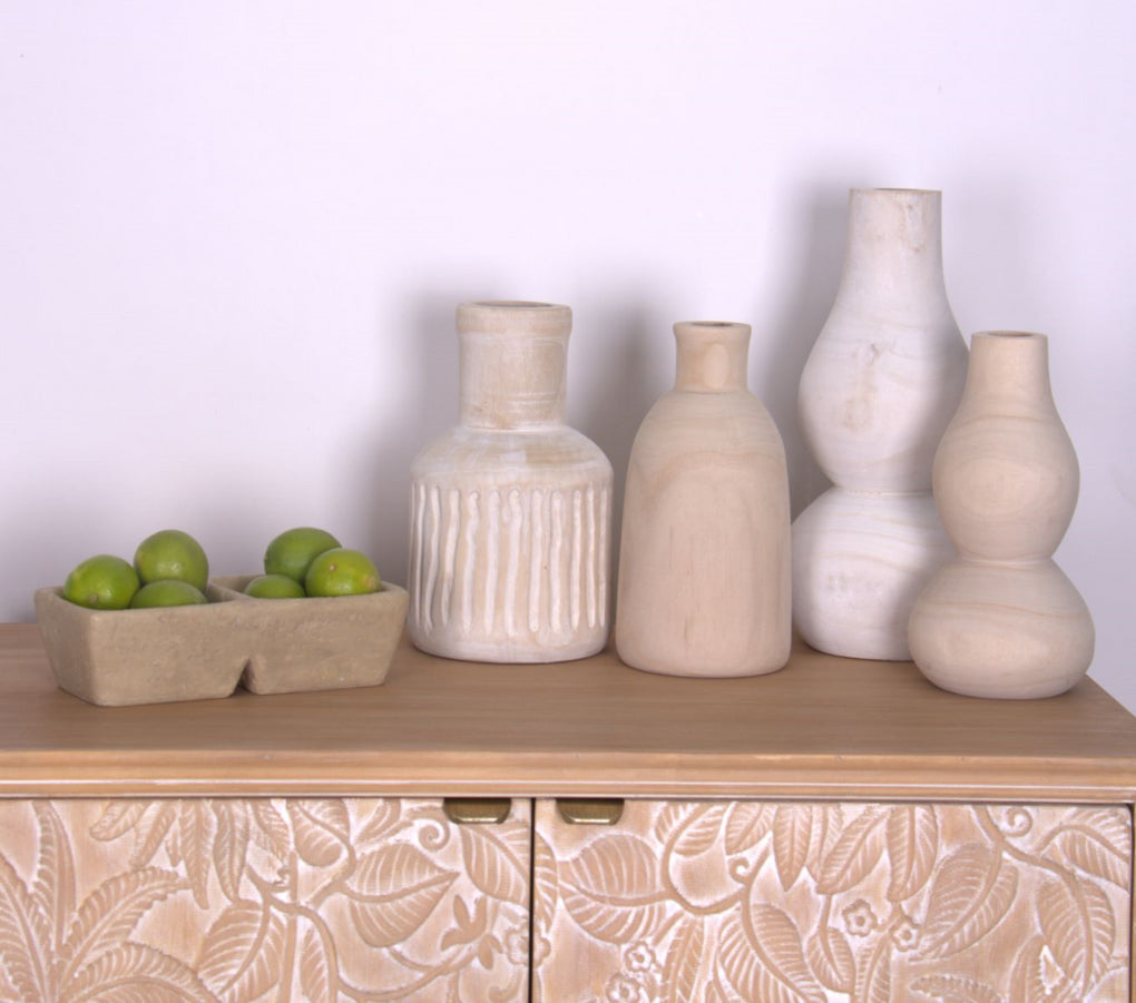 Wood Vase with Handles