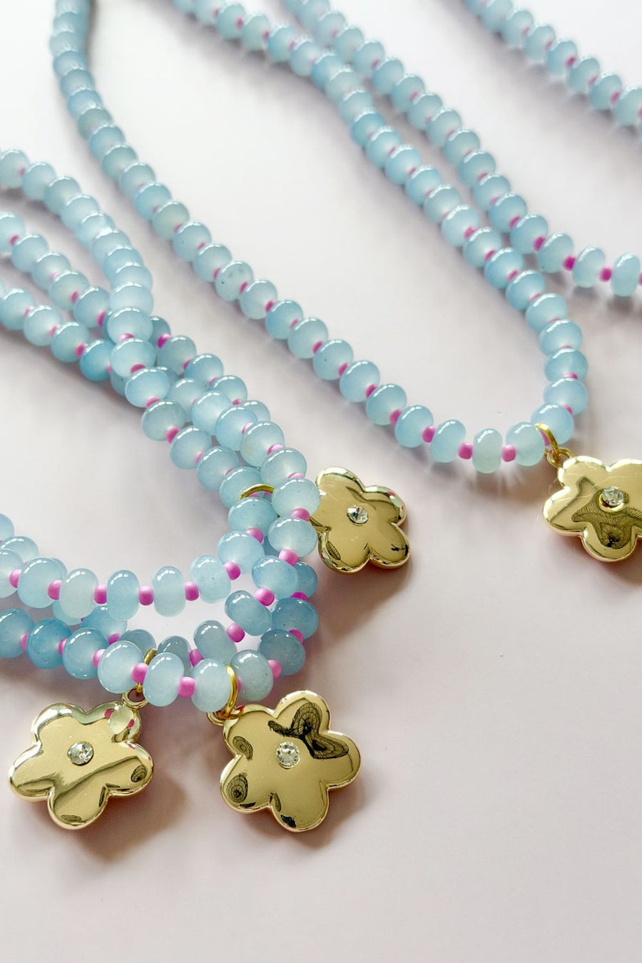 Mosk - Pale Grey gem necklace