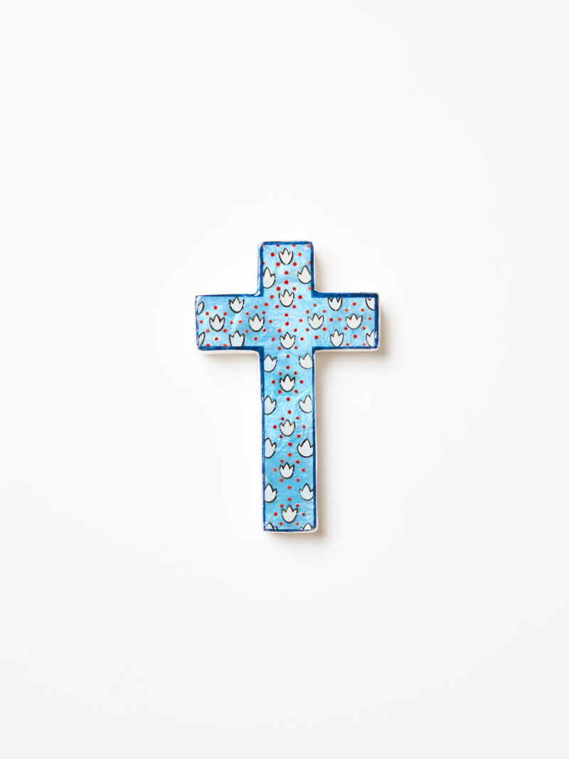 SAMIRA SMALL CROSS BLUE LOTUS - Jones & Co