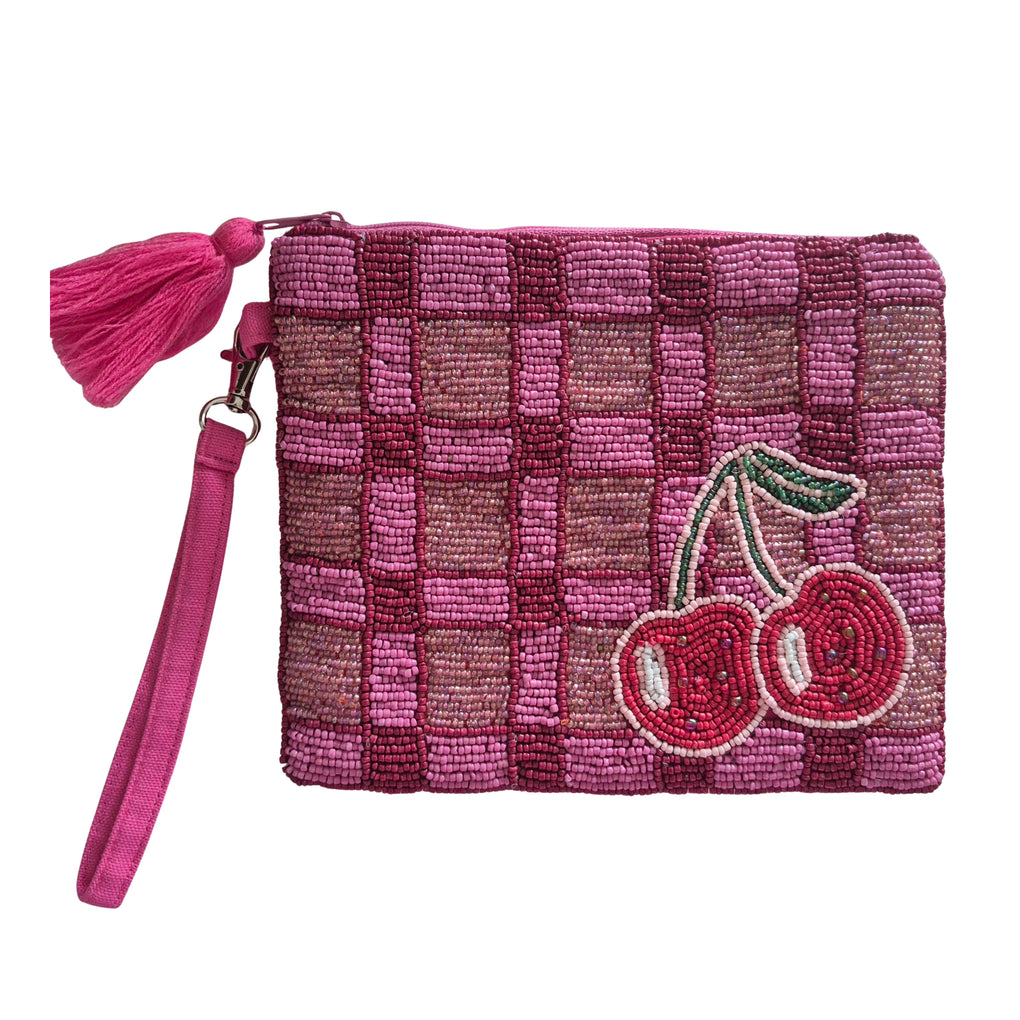 Zoda - Beaded clutch Cherry
