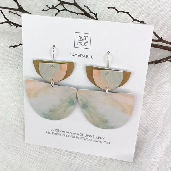 Moe Moe - 2 Aura Layered Double Bell Drop Earrings