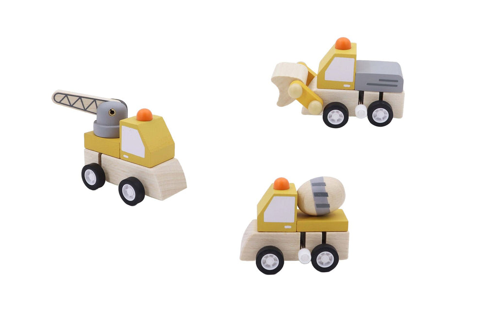 WOODEN WIND UP CONSTRUCTION VEHICLE