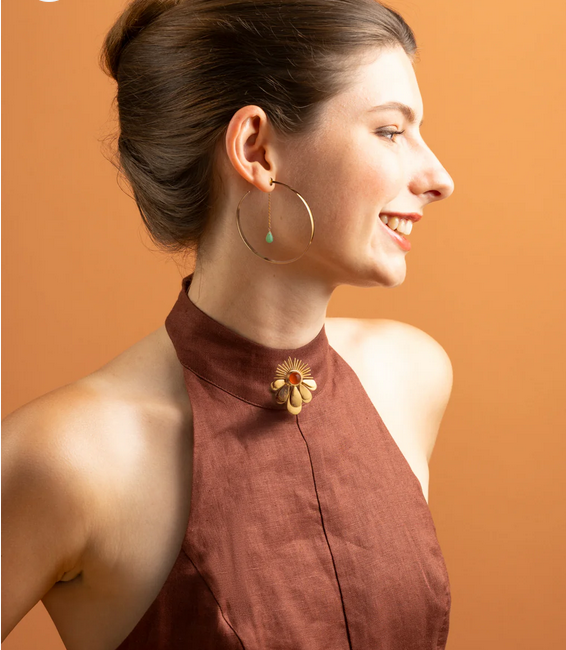 Euro gold gemstone hoop - Melanie Woods