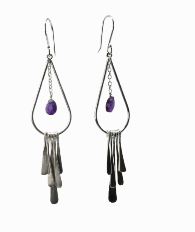 Euro silver gemstone drop earring - Melanie Woods