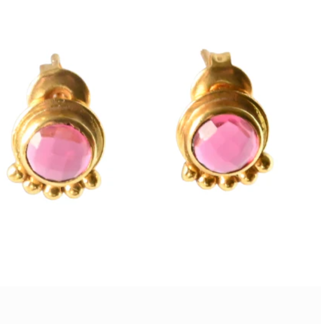 Euro gold gemstone stud - Melanie Wood Moonstone