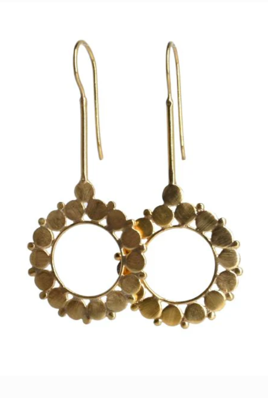 Euro gold long drop earring -  Melanie Woods