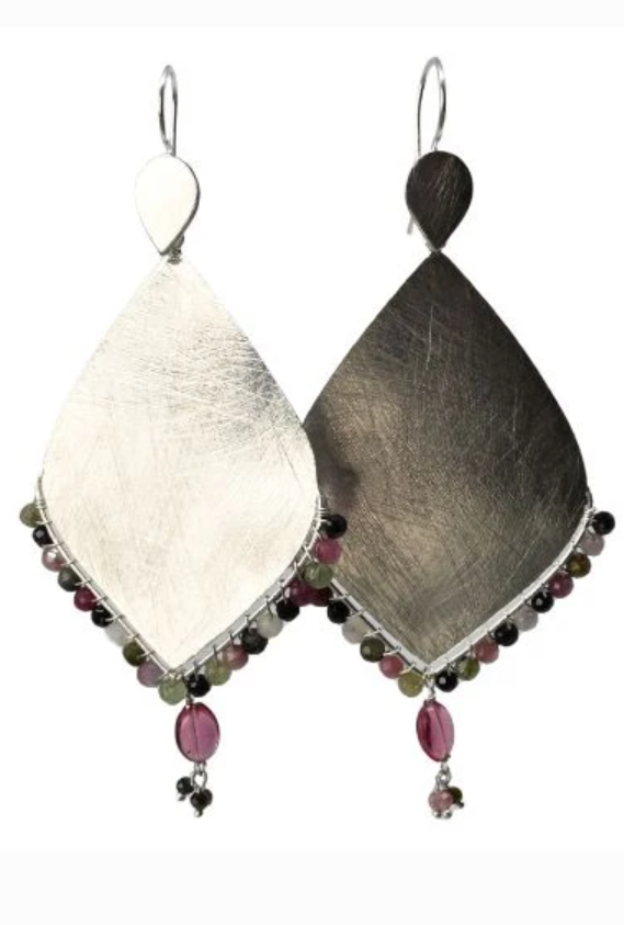 Euro Silver Gemstone Marquis Earrings - Melanie Woods