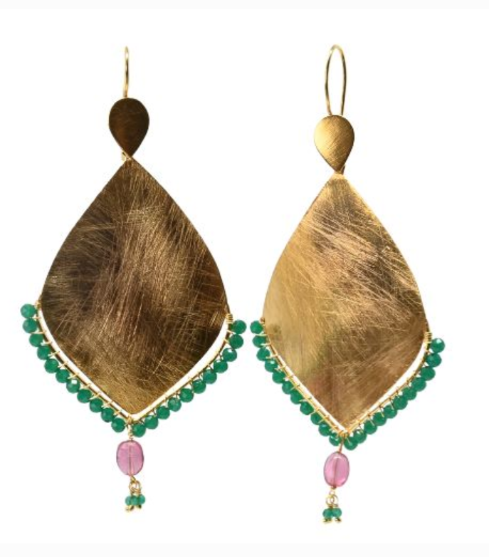 Euro gold gemstone earring - Melanie Woods