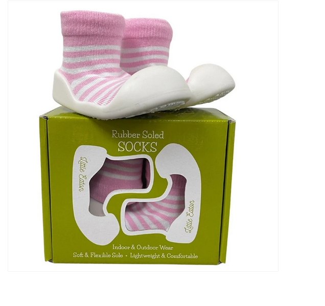 Rubber soled Socks - Pink / White Star