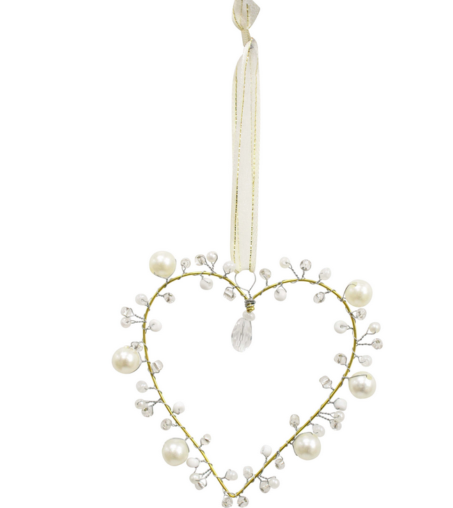 Beaded Petite Heart Ivory