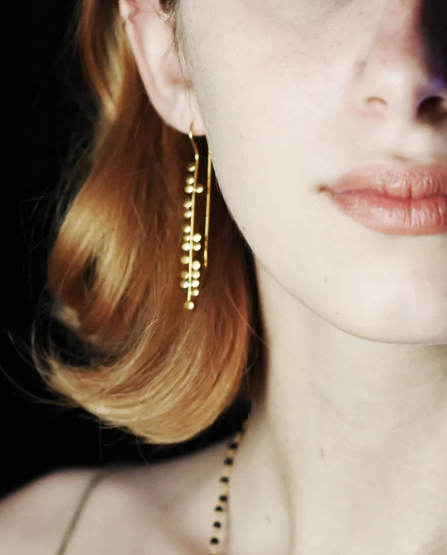 Melanie Woods - Euro Gold Fern Stem Earrings