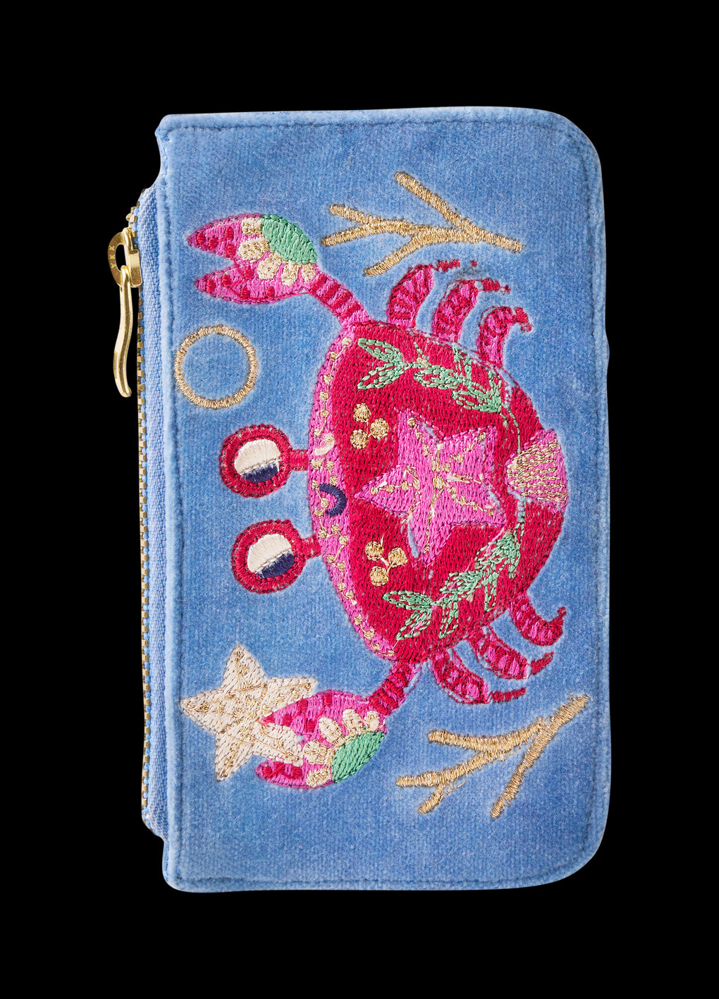 Powder -Seafarring crab  velvet card holder