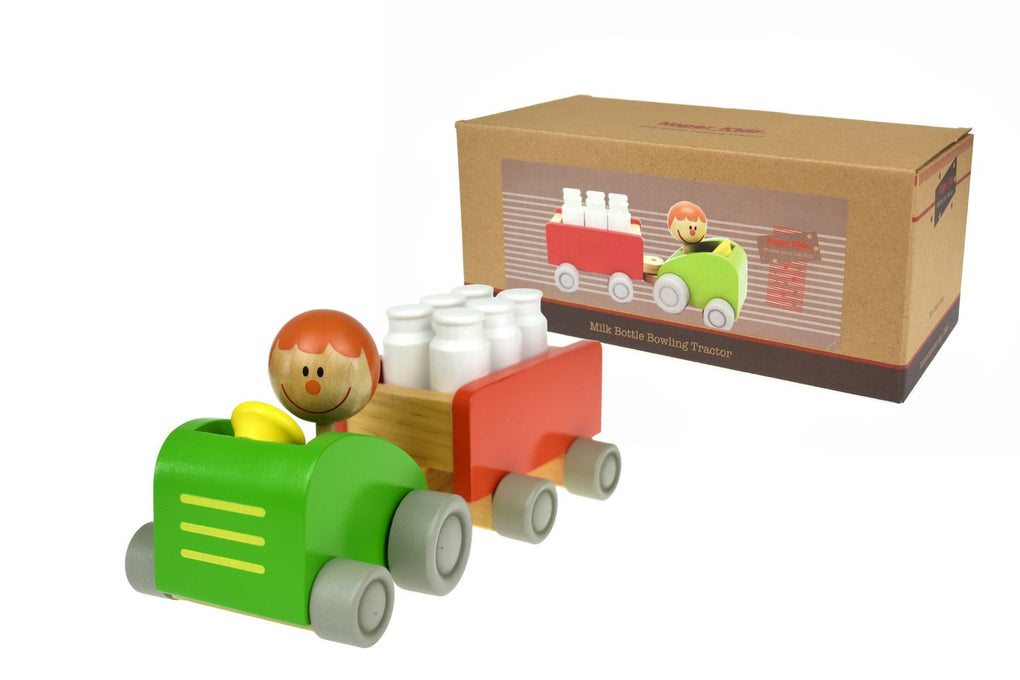 Milk bottle tractor & bowling set