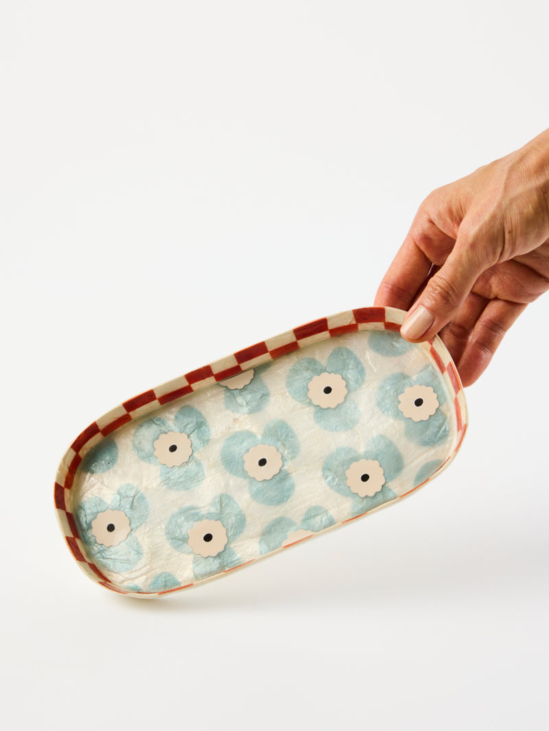 PARADIS BLUE FLOWER TRAY - Jones & Co