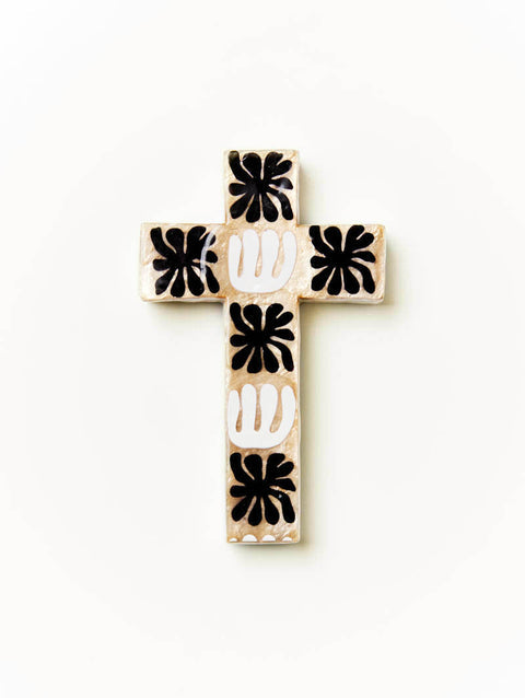 Block Print Cross Black