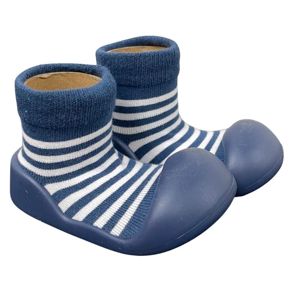 Navy stripe rubber soled socks - ES kids